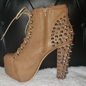 Lace up Platform Booties W/Spiked Heel